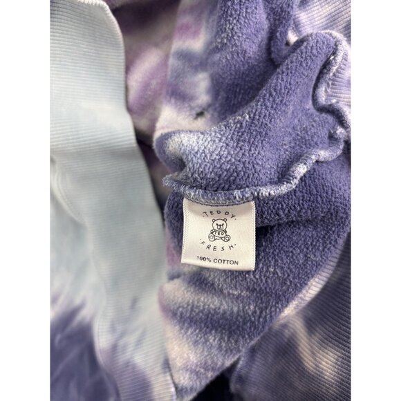 Teddy Fresh Hoodie Mens Medium Pullover Tie Dye Purple Blue Embroidered - Picture 6 of 7
